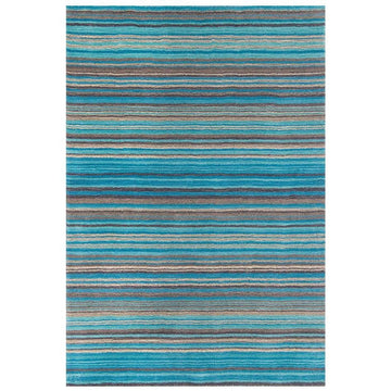 Carter Modern Stripe Hand Woven Wool Teal Blue/Grey/Beige Rug-Melrose-Rug Love - The Most Loved Rug Store